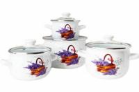 Набор эмалированных кастрюль 4 шт. 1,5л/2,5л/3,5л/5,0л 6929 Корзинка лаванды ➜ Оптом и в розницу ✅ актуальная цена -Интернет магазин ✅ Фортуна ✅