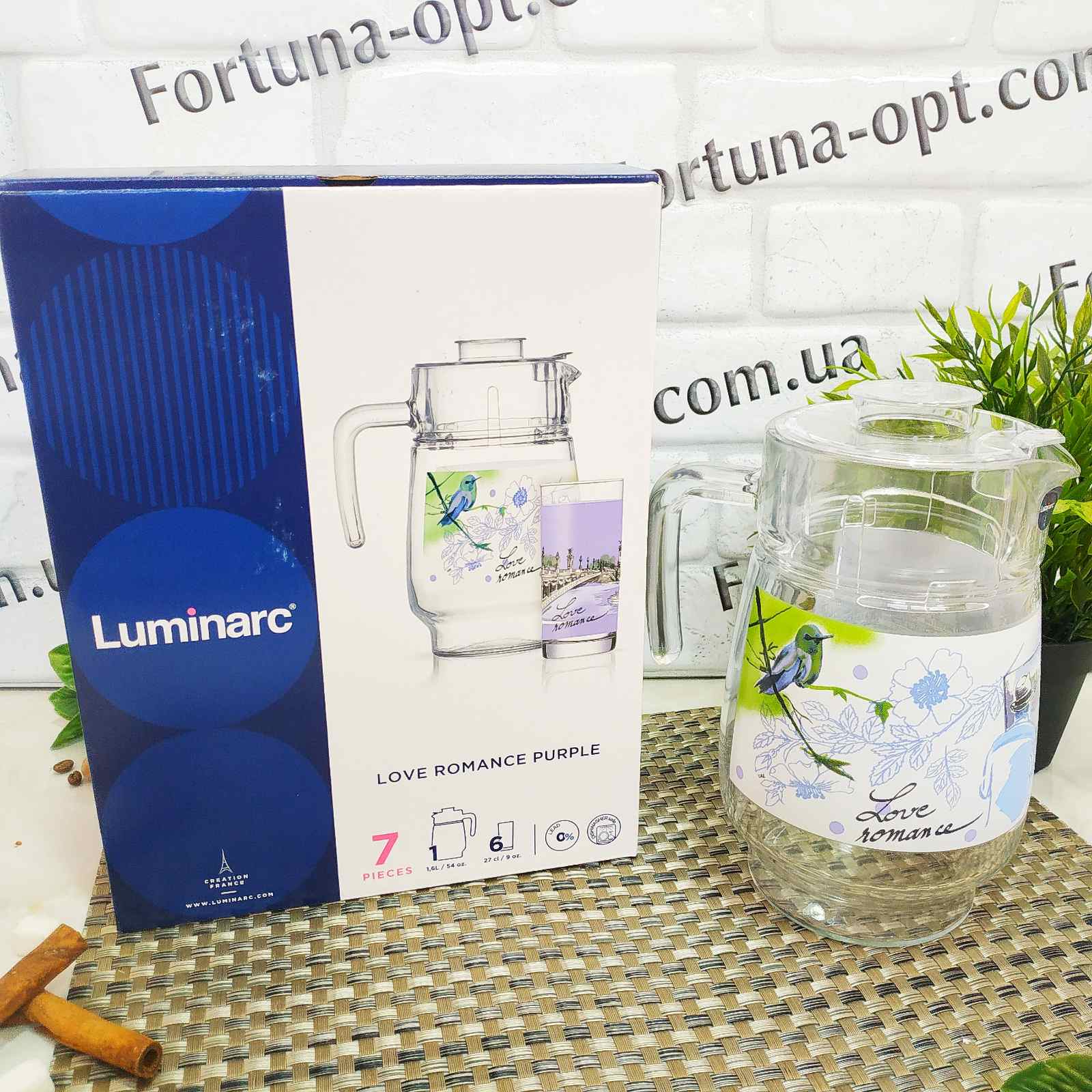 Кувшин + 6 стаканов набор 7 предметов LOVE ROMANCE PURPLE Luminarc - 5667 ✅ базовая цена 447.14 грн. ✔ Опт ✔ Скидки ✔ Заходите! - Интернет-магазин ✅ Фортуна-опт ✅