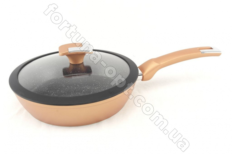 Сковорода с крышкой и мраморным покрытием А-Plus - 3009 - 24 см ✅ базовая цена $14.09 ✔ Опт ✔ Акции ✔ Заходите! - Интернет-магазин Fortuna-opt.com.ua.