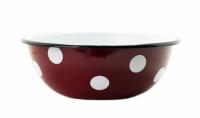 Миска эмалированная 4л 0314/4 Белый горох (бордо) ➜ Оптом и в розницу ✅ актуальная цена -Интернет магазин ✅Фортуна✅
