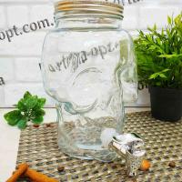 Лимонадник стеклянный с краном Череп 3,9 л 9037-04 ➜ Оптом и в розницу ✅ актуальная цена -Интернет магазин ✅Фортуна✅