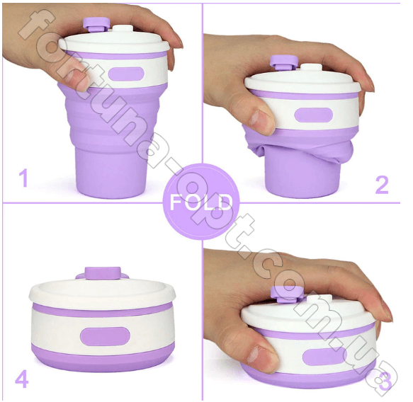 Стакан силиконовый складной Collapsible - 5332 - 350мл  ✅ базовая цена $2.81 ✔ Опт ✔ Скидки ✔ Заходите! - Интернет-магазин ✅ Фортуна-опт ✅