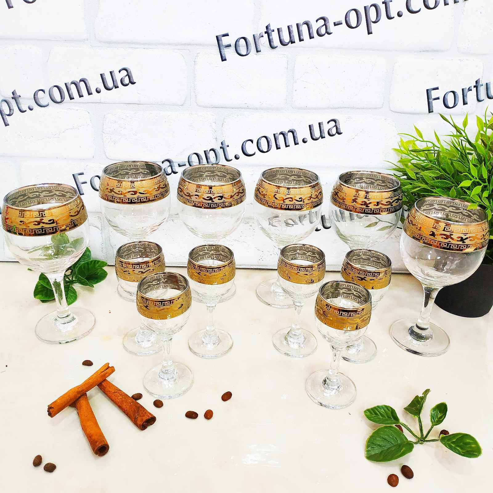 Набор 12 предметов бокал для вина + рюмка Версаче GE 08-411/134  ✅ базовая цена 795.36 грн. ✔ Опт ✔ Скидки ✔ Заходите! - Интернет-магазин ✅ Фортуна-опт ✅