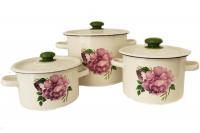 Набор эмалированный "242" Лаура 3л/4,5л/5,5л цилиндрическая форма ✅ базовая цена 1&nbsp;040.19 грн. ✔ Опт ✔ Акции ✔ Заходите! - Интернет-магазин Fortuna-opt.com.ua.