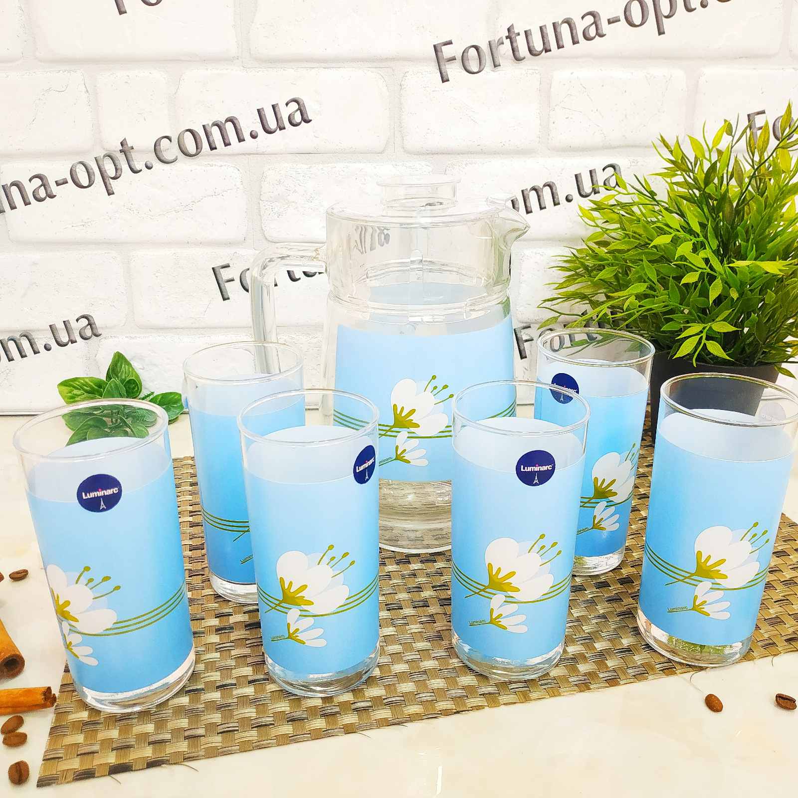 Кувшин 1,6 л + 6 стаканов 270 мл Люминарк 7 предметов OLIVIA BLUE 4807 ✅ базовая цена 424.33 грн. ✔ Опт ✔ Скидки ✔ Заходите! - Интернет-магазин ✅ Фортуна-опт ✅
