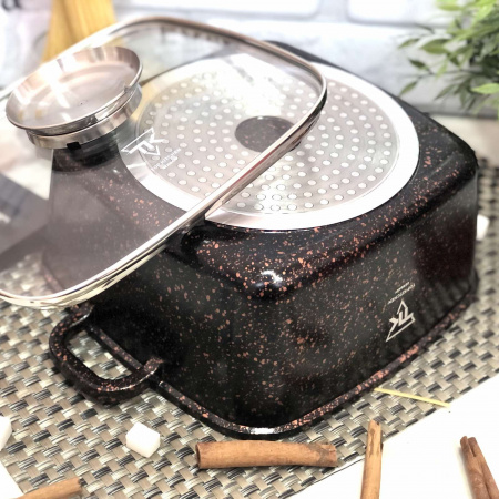 Кастрюля-казан Top Kitchen черный в оранжевую точку мрамор 6,7 л - (28 см) TК 00056 ✅ базовая цена $24.34 ✔ Опт ✔ Скидки ✔ Заходите! - Интернет-магазин ✅ Фортуна-опт ✅