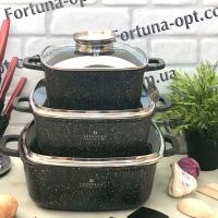 Набор казанов с черным мраморным Edenberg EB - 8141 покрытием  ✅ базовая цена $62.52 ✔ Опт ✔ Акции ✔ Заходите! - Интернет-магазин Fortuna-opt.com.ua.