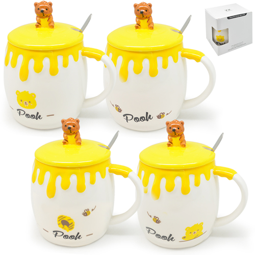 Чашка с крышкой и ложкой керамика 400 мл Pooh Stenson - 00529 ✅ базовая цена $6.46 ✔ Опт ✔ Скидки ✔ Заходите! - Интернет-магазин ✅ Фортуна-опт ✅