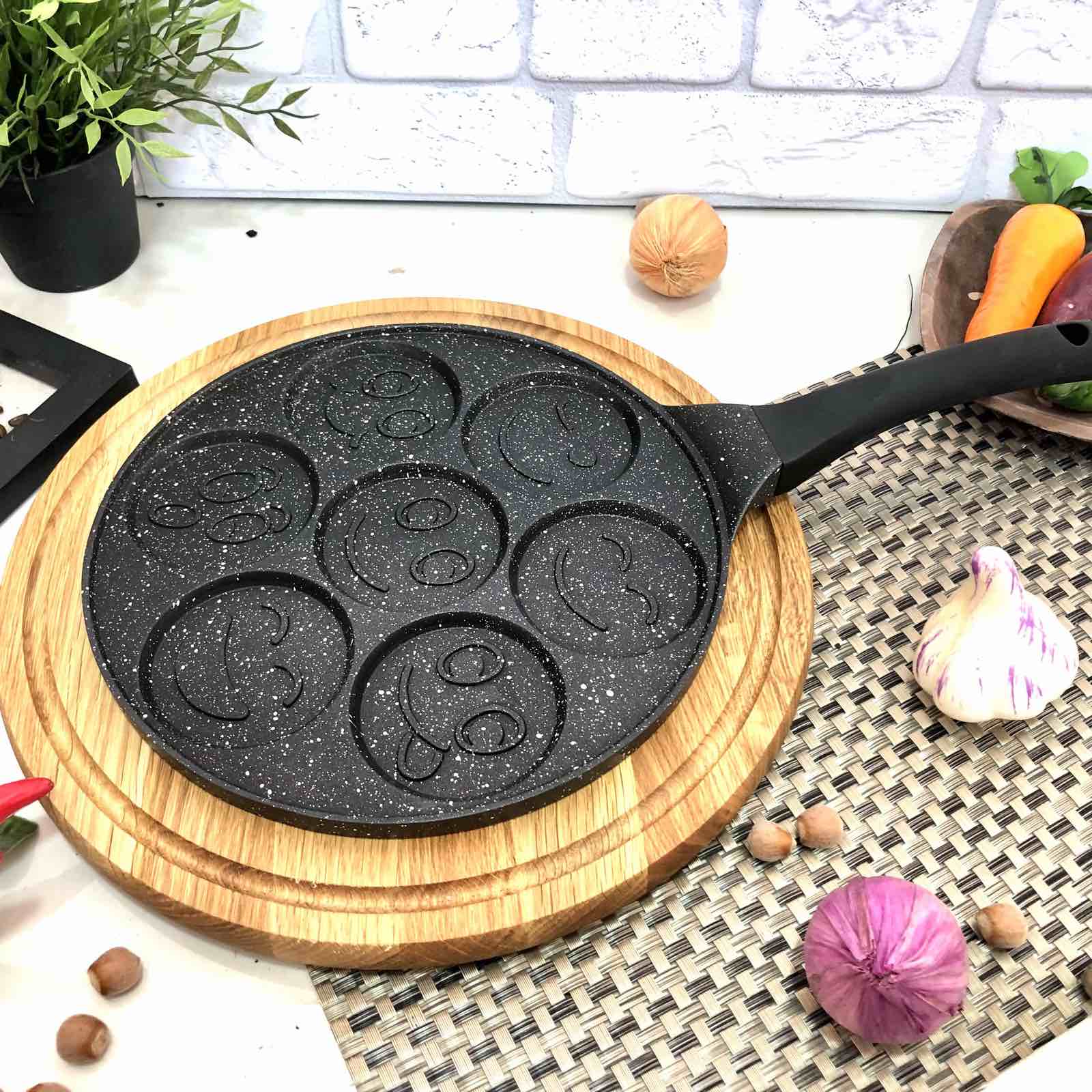 Сковорода для оладьев со смайликами Edenberg EB - 7511 - 27 см ✅ базовая цена $16.27 ✔ Опт ✔ Скидки ✔ Заходите! - Интернет-магазин ✅ Фортуна-опт ✅