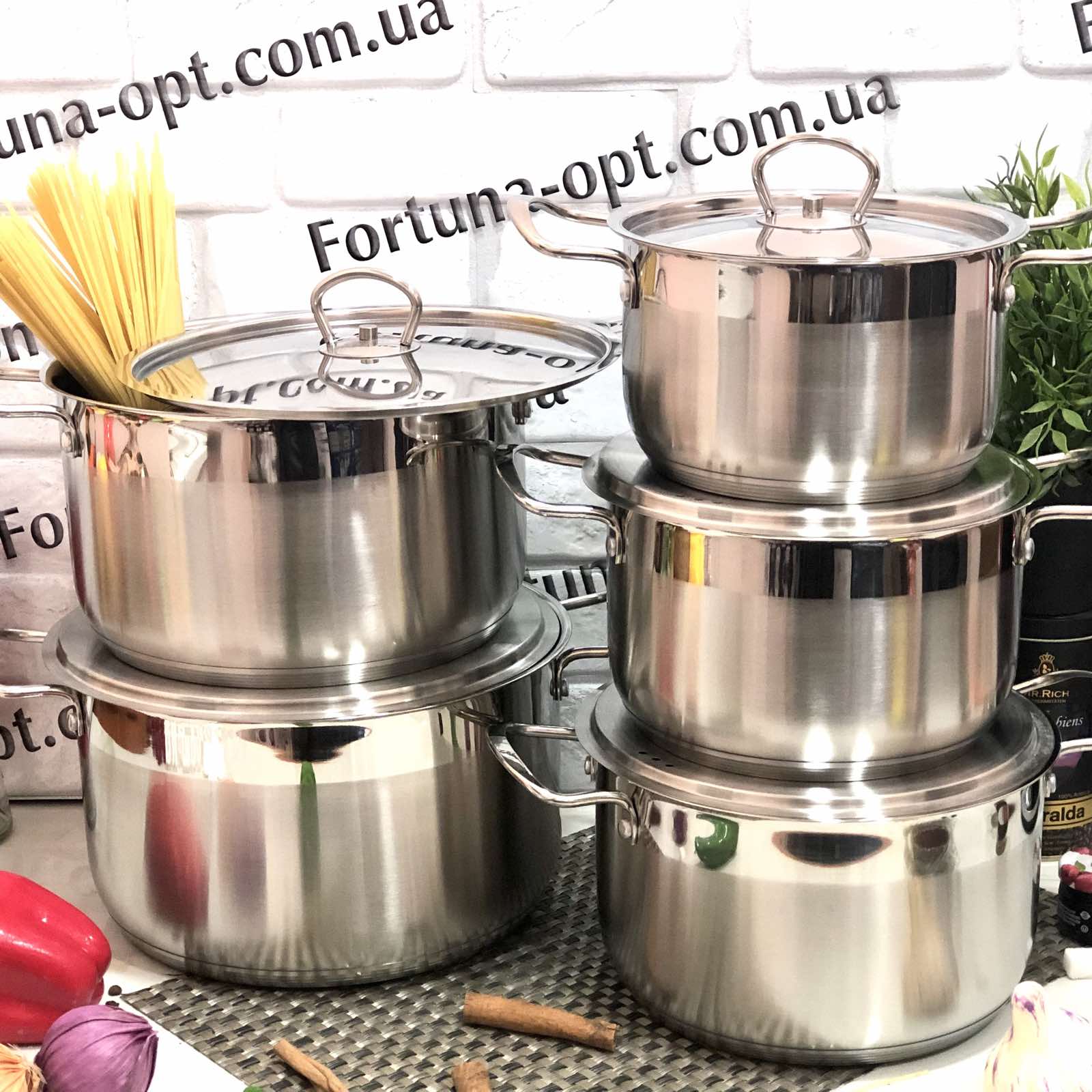 Набор кастрюль с нержавеющей крышкой 5шт (3/4/5/6/8л) 2175 А-Плюс ➜ Опт и розница ✅ актуальная цена -Интернет магазин ✅ Фортуна ✅