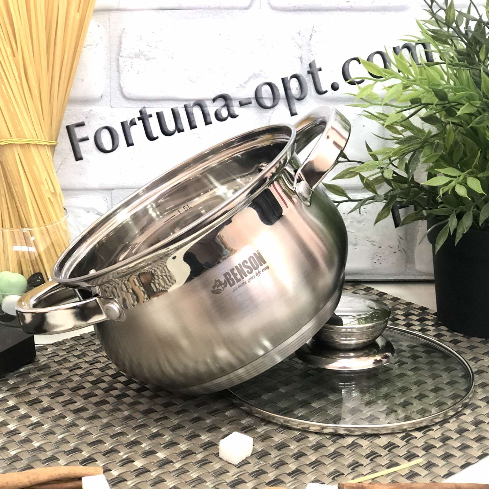 Кастрюля из нержавеющей стали с пятислойным дном Benson 595 - 2,1 л ✅ базовая цена $10.08 ✔ Опт ✔ Скидки ✔ Заходите! - Интернет-магазин ✅ Фортуна-опт ✅