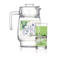 Графин +6стак люминарк 7 пр LOVE ROMANCT GREEN 5668 ➜ Оптом и в розницу ✅ актуальная цена - Интернет магазин ✅ Фортуна ✅ 