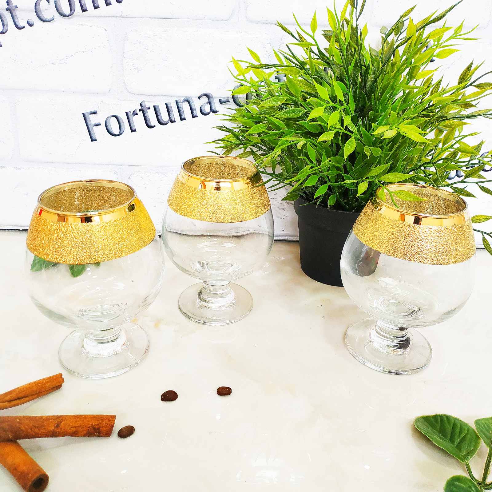 Набор бокалов для коньяка и бренди 6 шт Золотой карат KAV  22-188 400 мл ✅ базовая цена 390.10 грн. ✔ Опт ✔ Скидки ✔ Заходите! - Интернет-магазин ✅ Фортуна-опт ✅