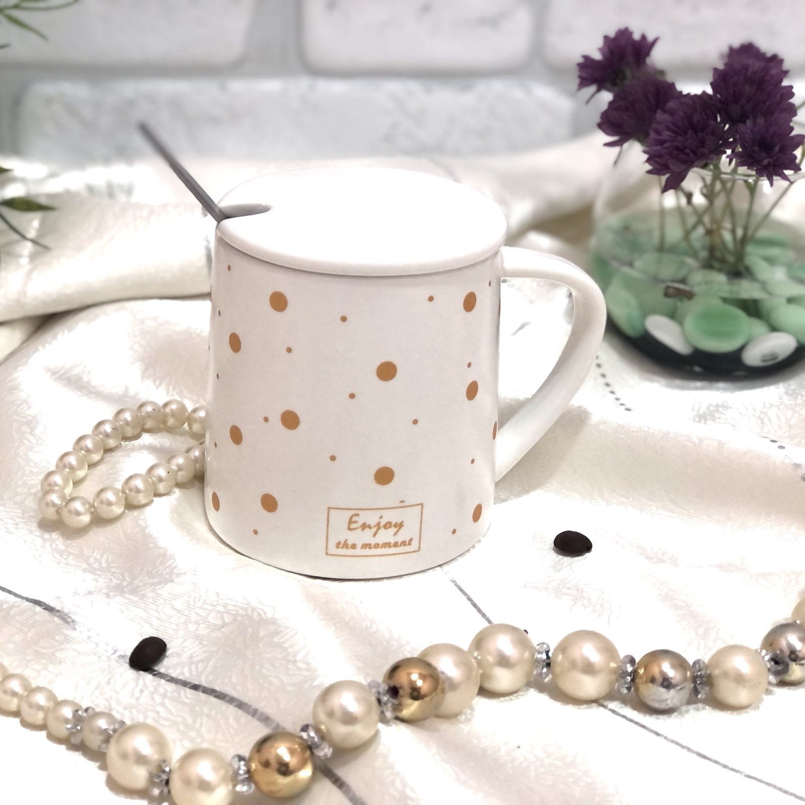 Чашка керамическая с крышкой и ложкой 400 мл "Инь Янь" 88408  ✅ базовая цена $4.63 ✔ Опт ✔ Скидки ✔ Заходите! - Интернет-магазин ✅ Фортуна-опт ✅