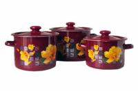 Набор кастрюль из эмали 3,0л/4,5л/5,5л "264" Грейси бордо ➜ Оптом и в розницу ✅ актуальная цена -Интернет магазин ✅ Фортуна ✅