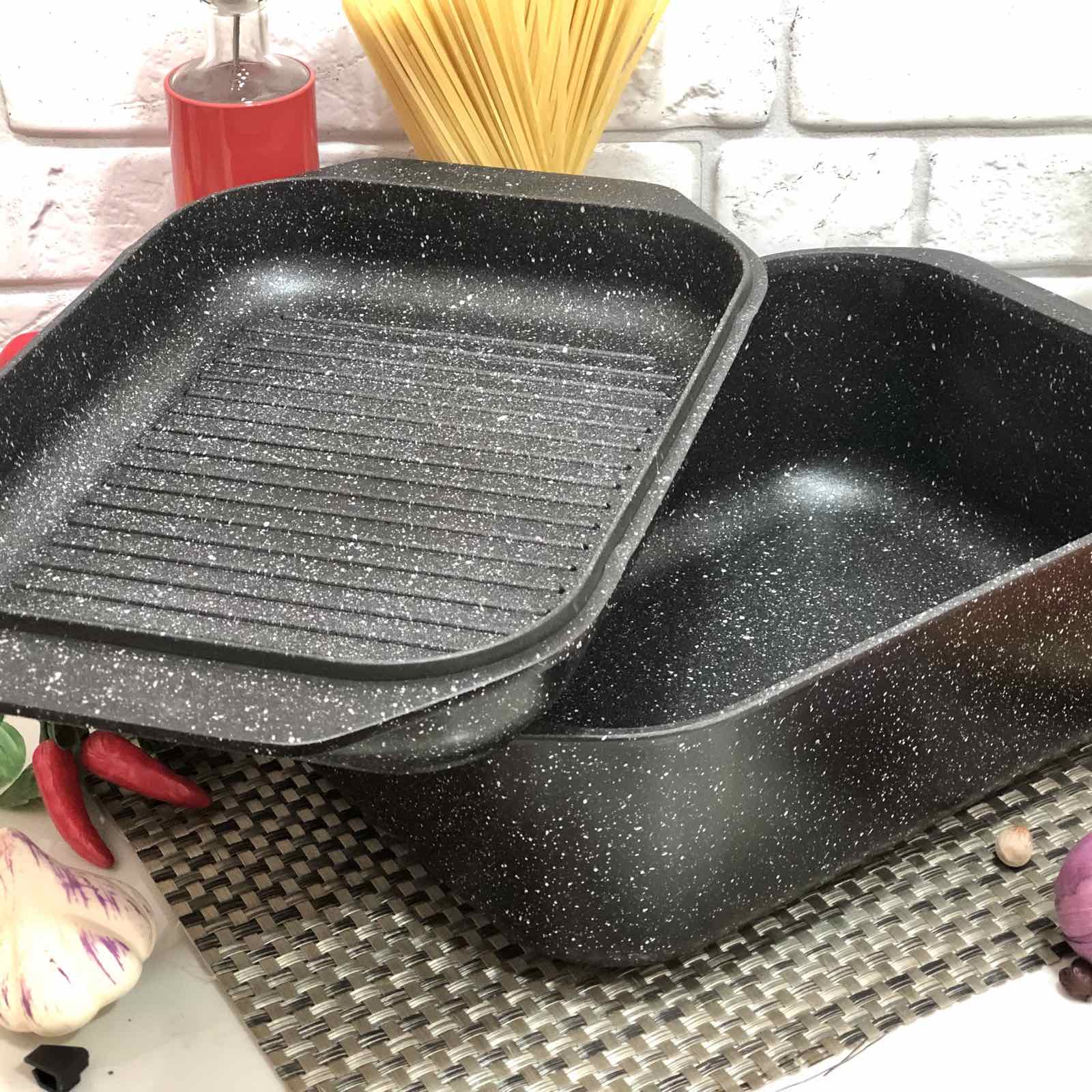 Гусятница овальная с крышкой-гриль Edenberg EB-4606 - 5.5 л, мрамор ✅ базовая цена $39.07 ✔ Опт ✔ Скидки ✔ Заходите! - Интернет-магазин ✅ Фортуна-опт ✅