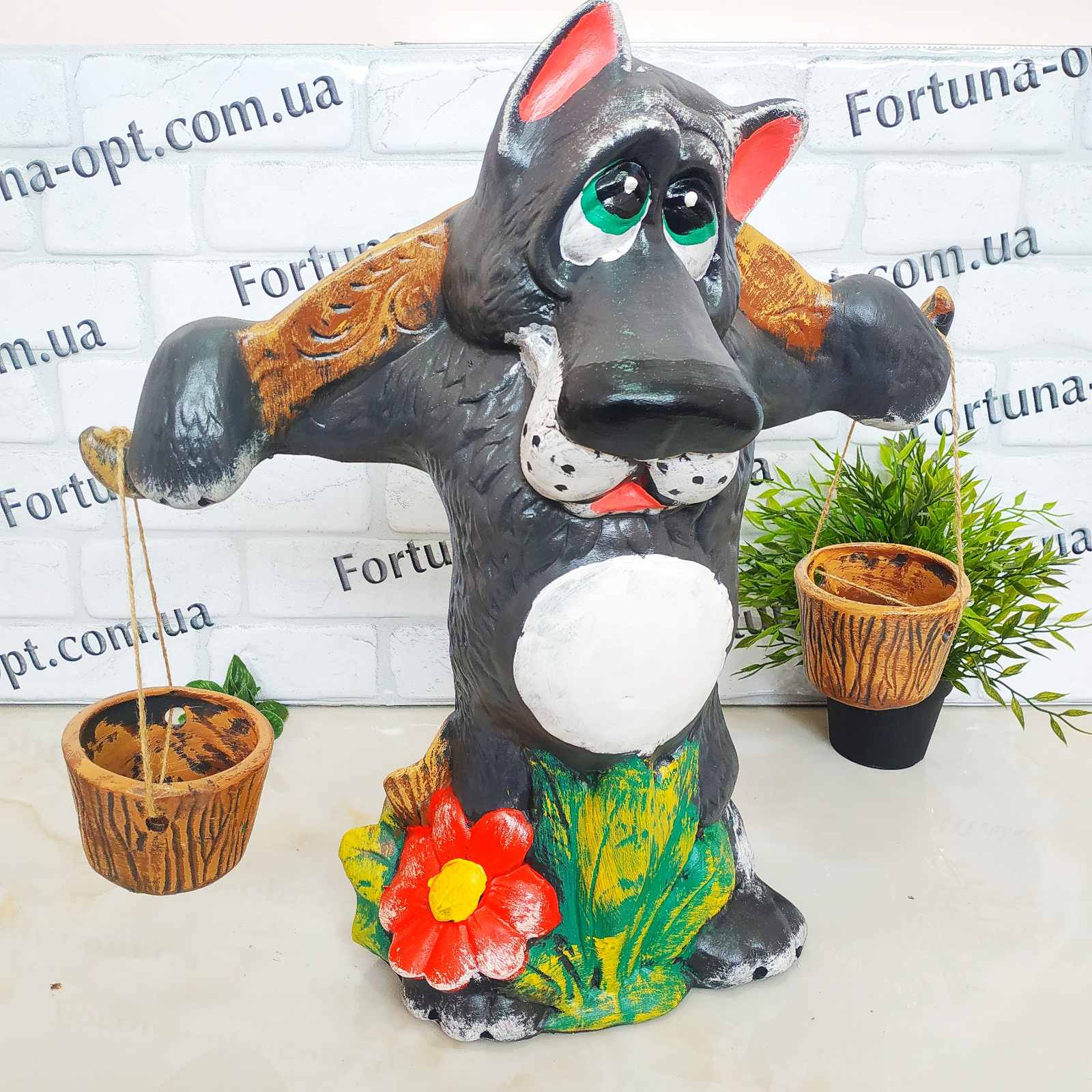  Волк №5 с коромыслом керамический 0884 ✅ базовая цена 444 грн. ✔ Опт ✔ Скидки ✔ Заходите! - Интернет-магазин ✅ Фортуна-опт ✅
