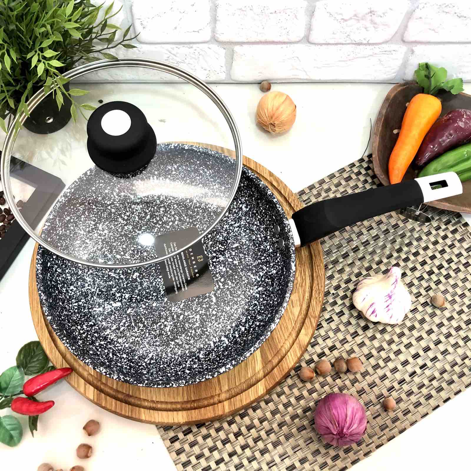 Сковорода с крышкой Edenberg EB - 9167 - 26 см, мраморное покрытие ✅ базовая цена $18.68 ✔ Опт ✔ Скидки ✔ Заходите! - Интернет-магазин ✅ Фортуна-опт ✅