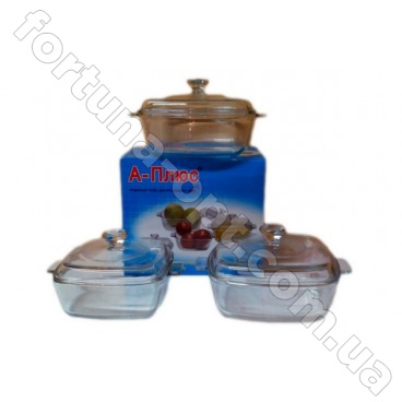 Набор стеклянных термокастрюль A-Plus - 1088 (3 шт) ✅ базовая цена $15.98 ✔ Опт ✔ Скидки ✔ Заходите! - Интернет-магазин ✅ Фортуна-опт ✅