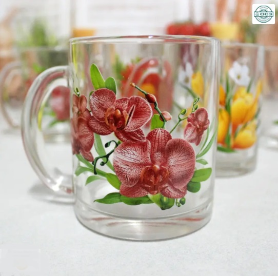Чашка стеклянная 320 мл ОСЗ "Цветы" 8130-1208 ✅ базовая цена 32.39 грн. ✔ Опт ✔ Скидки ✔ Заходите! - Интернет-магазин ✅ Фортуна-опт ✅