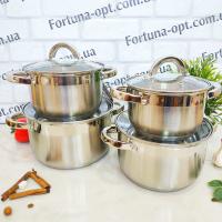 Набор кастрюль из нержавеющей стали А-Плюс  - 2188 ➜ Оптом и в розницу ✅ актуальная цена - Интернет магазин ✅ Фортуна ✅