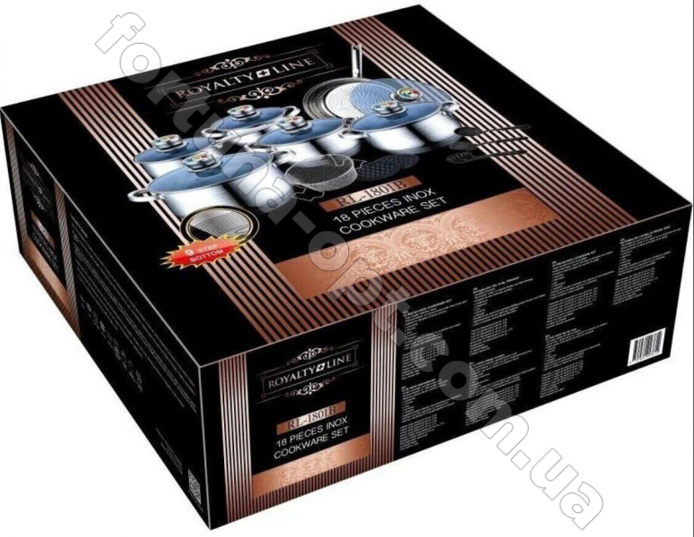 Набор посуды с термодатчиком, фритюрницей и кухонными принадлежностями Royalty Line RL - 1801 BM➜ Опт и розница ✅ актуальная цена -Интернет магазин ✅ Фортуна ✅