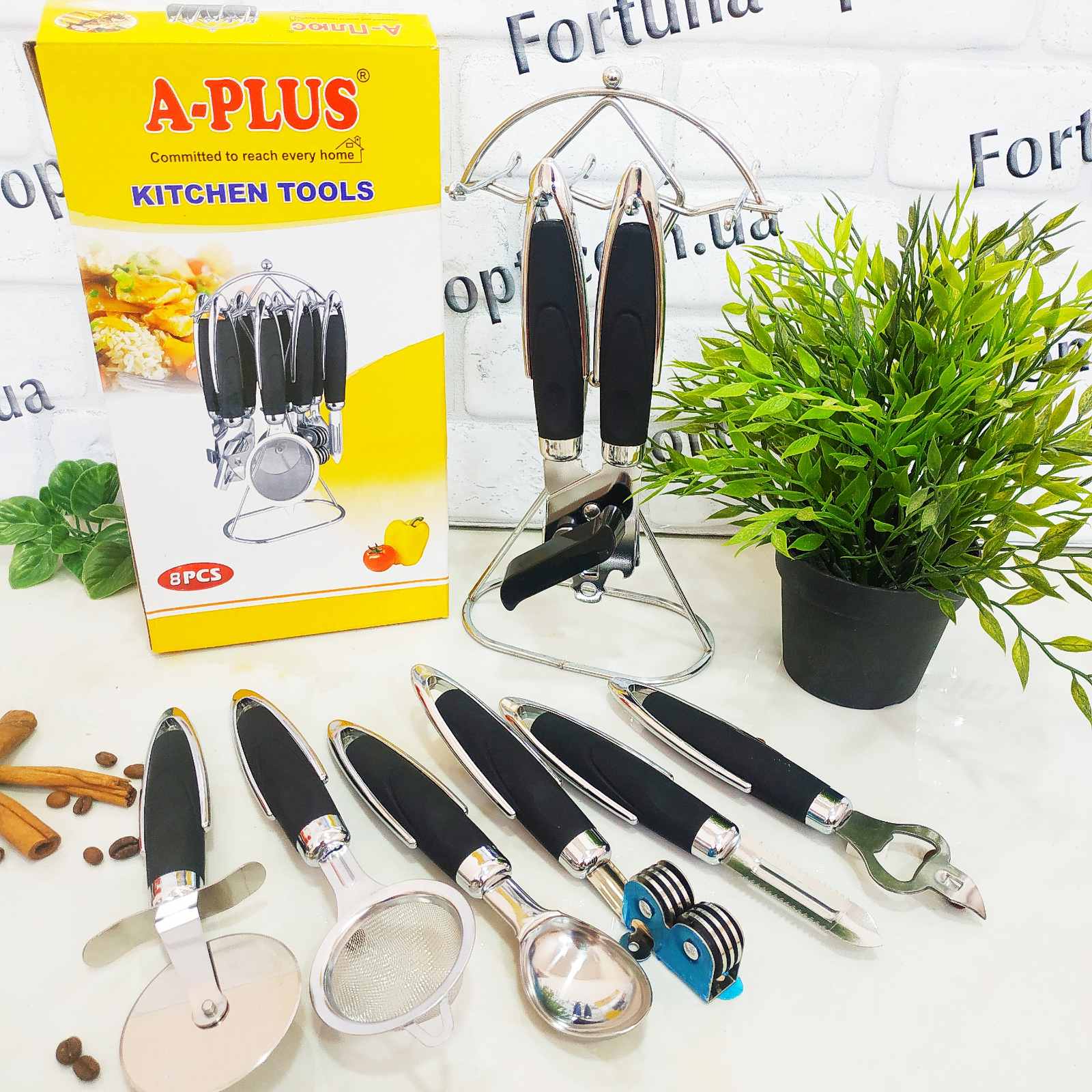 Кухонный набор на стойке 8пр A-Plus - 1720 ✅ базовая цена $9.55 ✔ Опт ✔ Скидки ✔ Заходите! - Интернет-магазин ✅ Фортуна-опт ✅