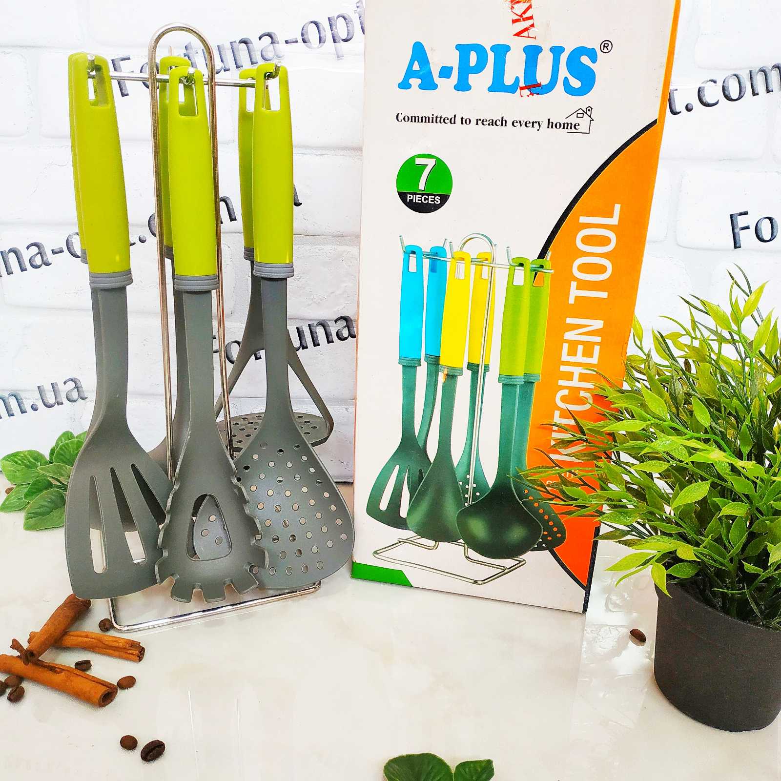 Набор кухонных принадлежностей с силиконовыми ручками A-Plus - 0228 (7 предметов) ✅ базовая цена $11.63 ✔ Опт ✔ Скидки ✔ Заходите! - Интернет-магазин ✅ Фортуна-опт ✅