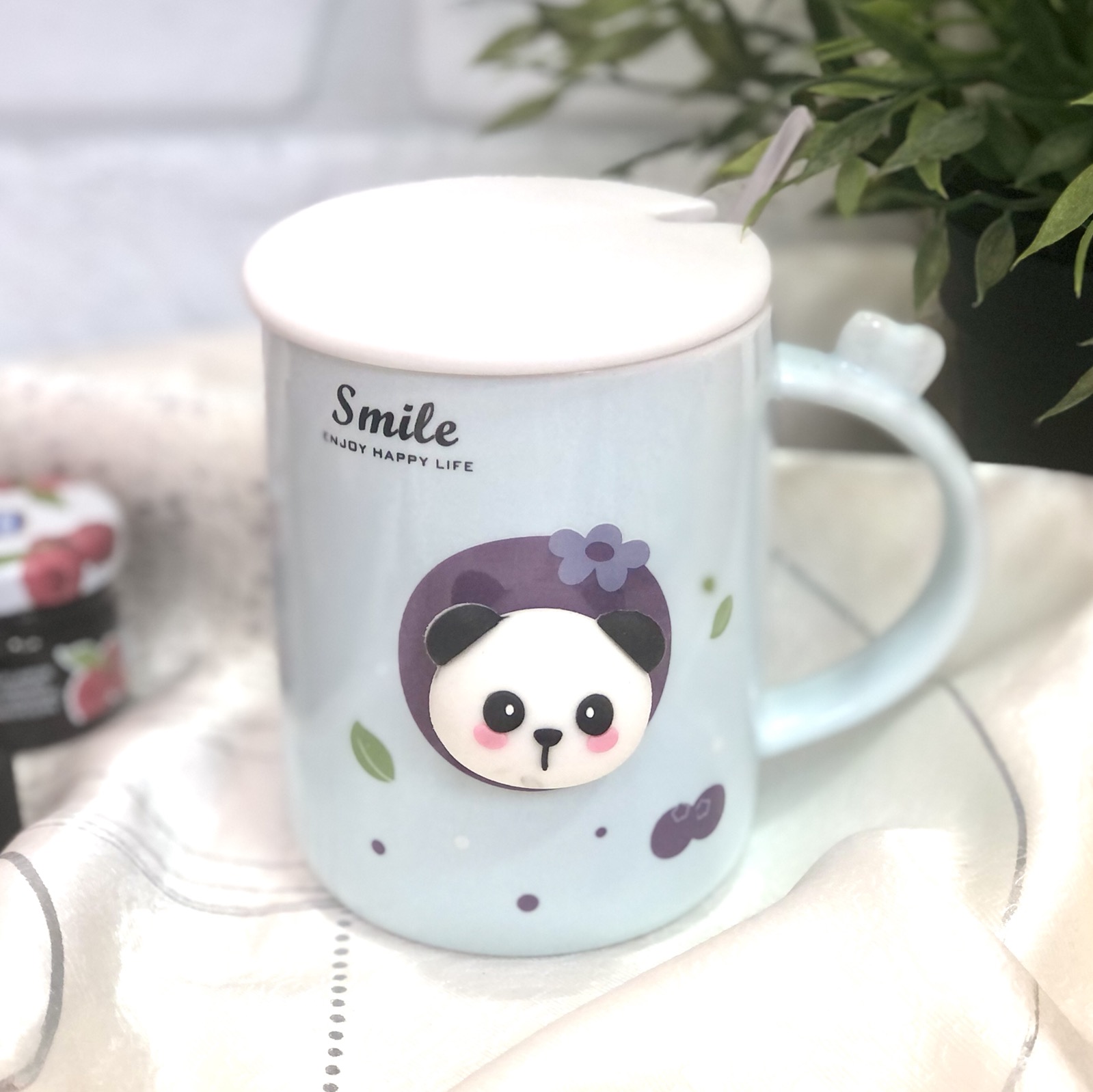 Чашка керамическая с крышкой и ложкой 400 мл Панда Stenson - 00522  ✅ базовая цена $4.90 ✔ Опт ✔ Скидки ✔ Заходите! - Интернет-магазин ✅ Фортуна-опт ✅