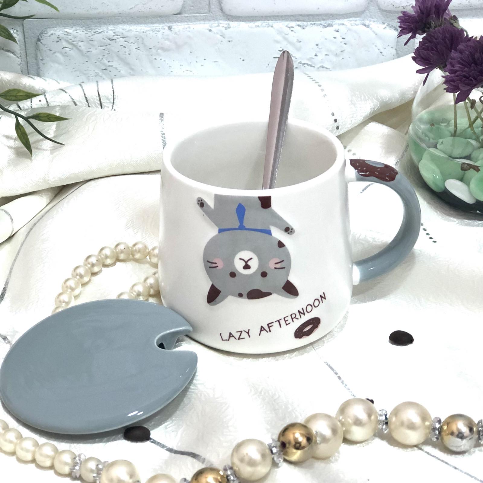 Чашка керамическая с крышкой и ложкой 400 мл "Animals" Stenson - 00203 ✅ базовая цена $3.78 ✔ Опт ✔ Скидки ✔ Заходите! - Интернет-магазин ✅ Фортуна-опт ✅