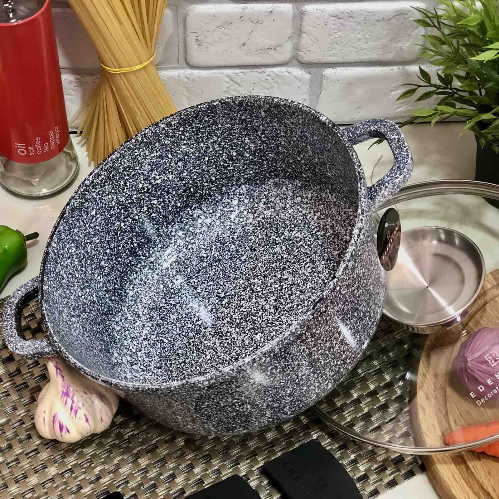 Казан - кастрюля с мраморным покрытием Edenberg EB - 3977 - 3.3 л / 22 см ✅ базовая цена $24.41 ✔ Опт ✔ Скидки ✔ Заходите! - Интернет-магазин ✅ Фортуна-опт ✅