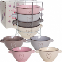 Набор 4 пиалы с ручками на стойке 054-04-09 ➜ Оптом и в розницу ✅ актуальная цена - Интернет магазин ✅ Фортуна ✅