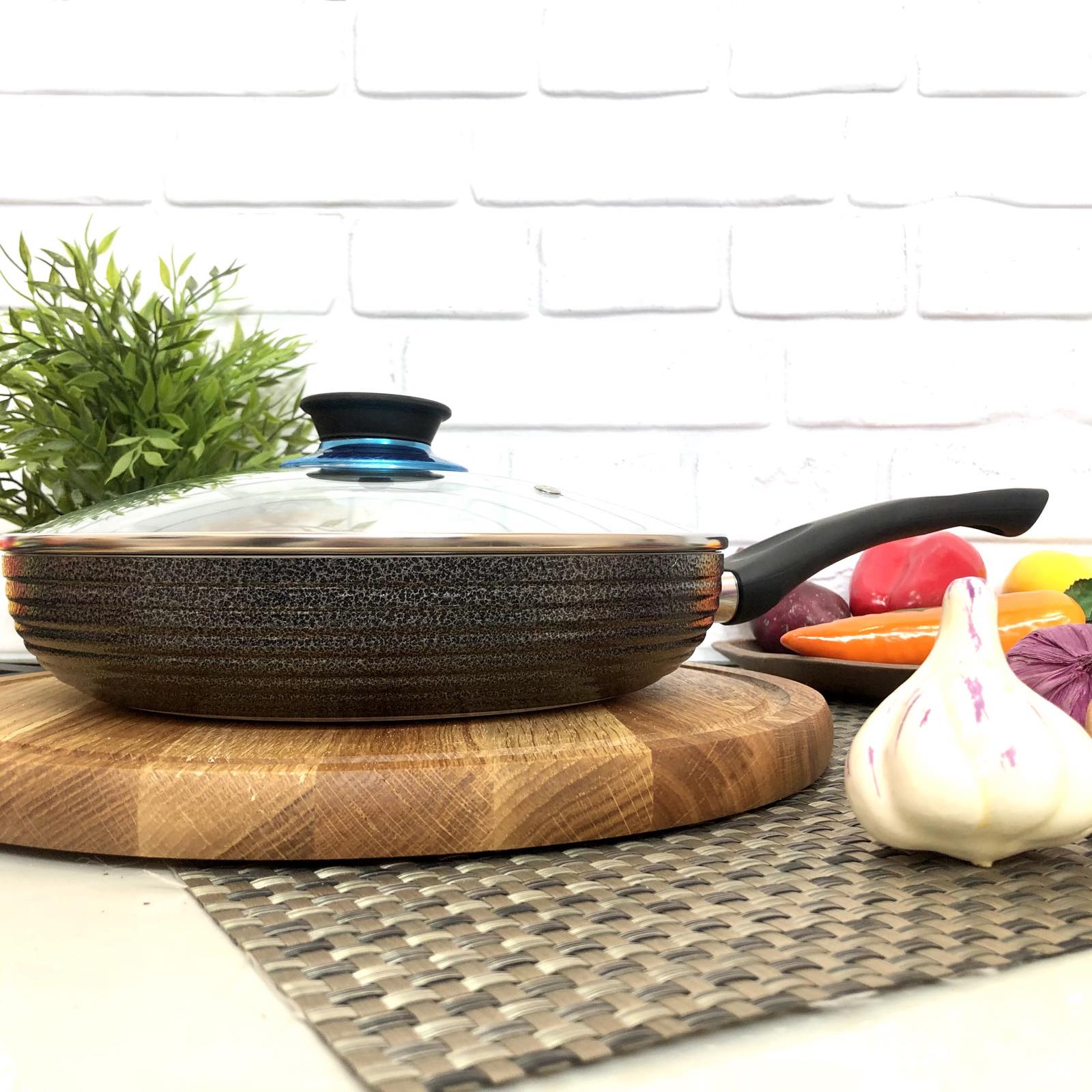 Сковорода с крышкой, мраморное покрытие A-Plus 26 см - 1109  ✅ базовая цена $10.40 ✔ Опт ✔ Скидки ✔ Заходите! - Интернет-магазин ✅ Фортуна-опт ✅