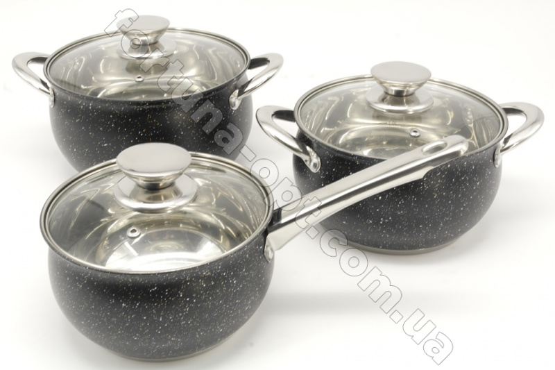 Набор кастрюль с мраморным покрытием А-Plus - 2187 ✅ базовая цена $27.48 ✔ Опт ✔ Скидки ✔ Заходите! - Интернет-магазин ✅ Фортуна-опт ✅