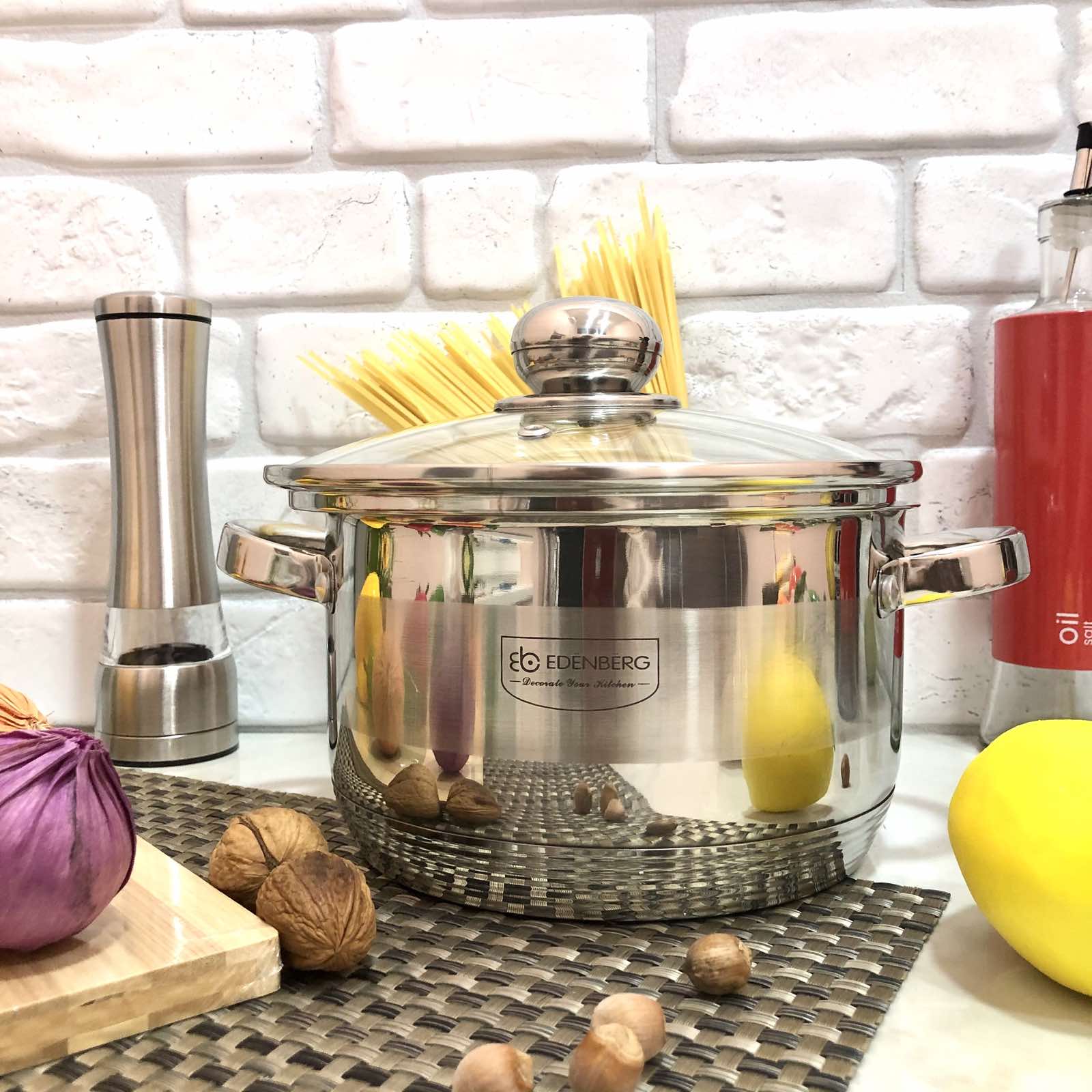 Кастрюля нержавеющая с крышкой Edenberg EB - 3006 - 4,0 л ✅ базовая цена $18.13 ✔ Опт ✔ Скидки ✔ Заходите! - Интернет-магазин ✅ Фортуна-опт ✅