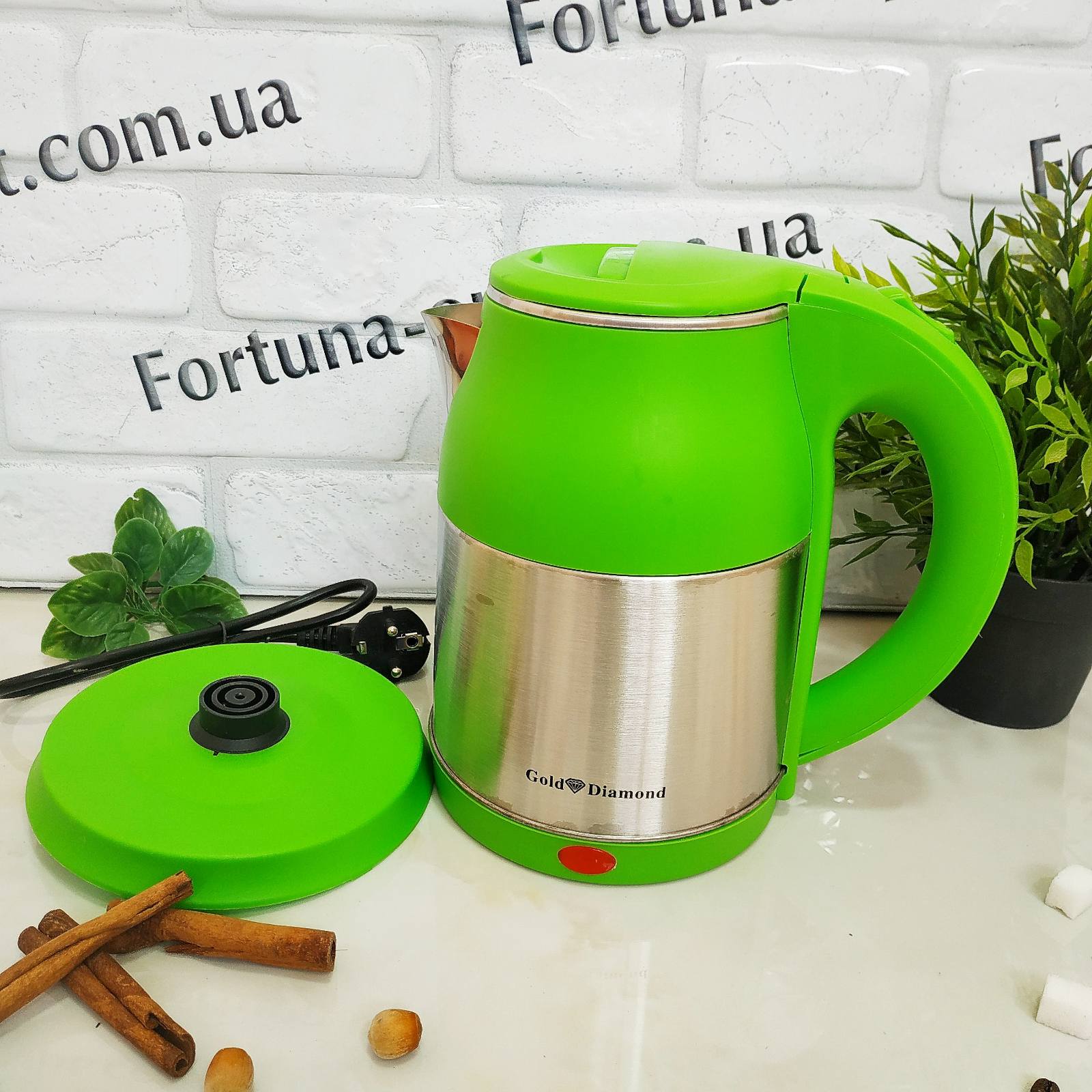 Чайник электрический пластик+нержавейка 2 л Kitchen - 0005 ✅ базовая цена $10.47 ✔ Опт ✔ Скидки ✔ Заходите! - Интернет-магазин ✅ Фортуна-опт ✅