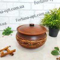   Жаровня средняя из красной глины 2 л - 2928 ➜ Оптом и в розницу ✅ актуальная цена - Интернет магазин ✅ Фортуна ✅