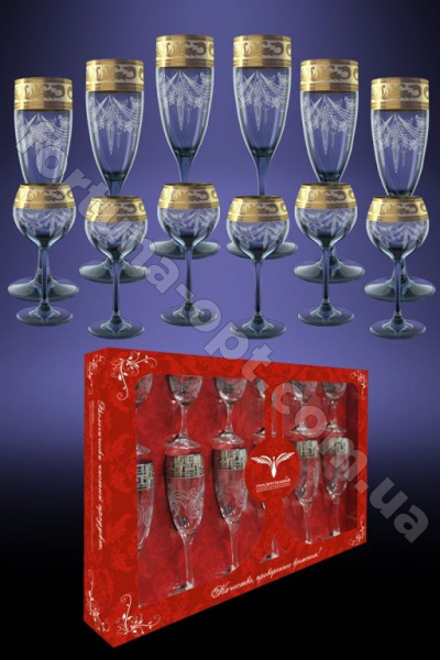 Набор бокал шампанка + стопка Версаче GE 08-160/164 12 предметов ➜ Оптом и в розницу ✅ актуальная цена -Интернет магазин ✅  Фортуна ✅