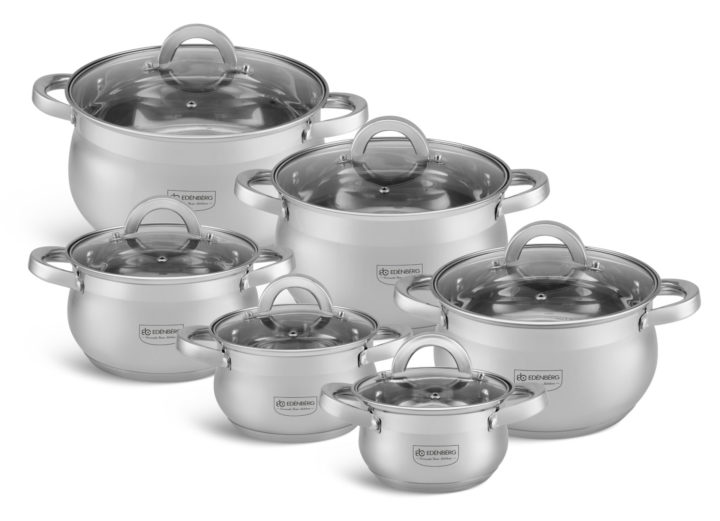 Набор нержавеющих кастрюль яблочной формы 6шт/набор Edenberg EB - 4065➜ Опт и розница ✅ актуальная цена -Интернет магазин ✅ Фортуна ✅
