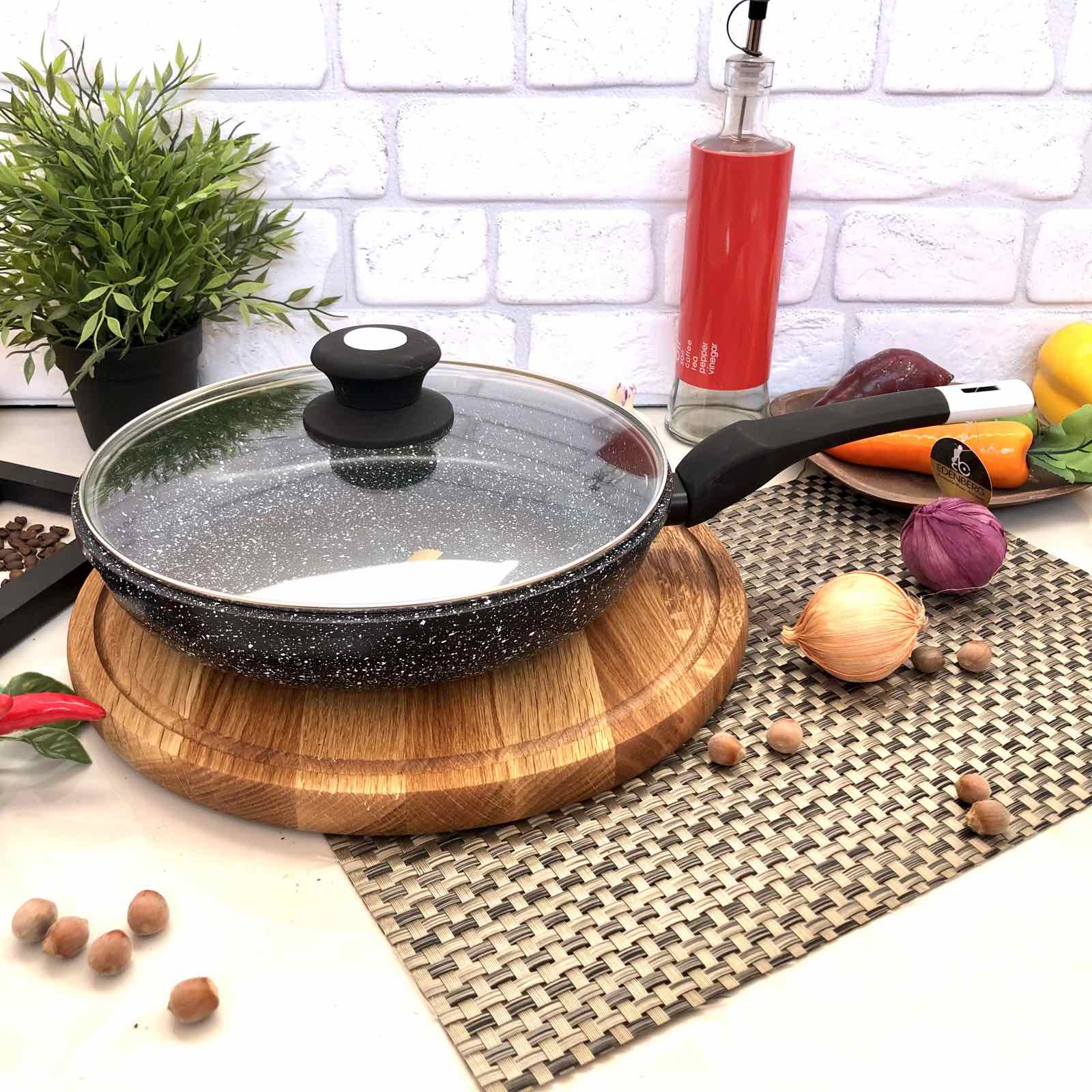 Сковорода с крышкой и гранитным покрытием Edenberg EB 28 см - 4136  ✅ базовая цена $19.22 ✔ Опт ✔ Скидки ✔ Заходите! - Интернет-магазин ✅ Фортуна-опт ✅