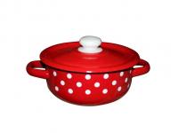 Кастрюля эмалированная 1,5л 1608/4 Полька красная ➜ Оптом и в розницу ✅ актуальная цена -Интернет магазин ✅ Фортуна ✅