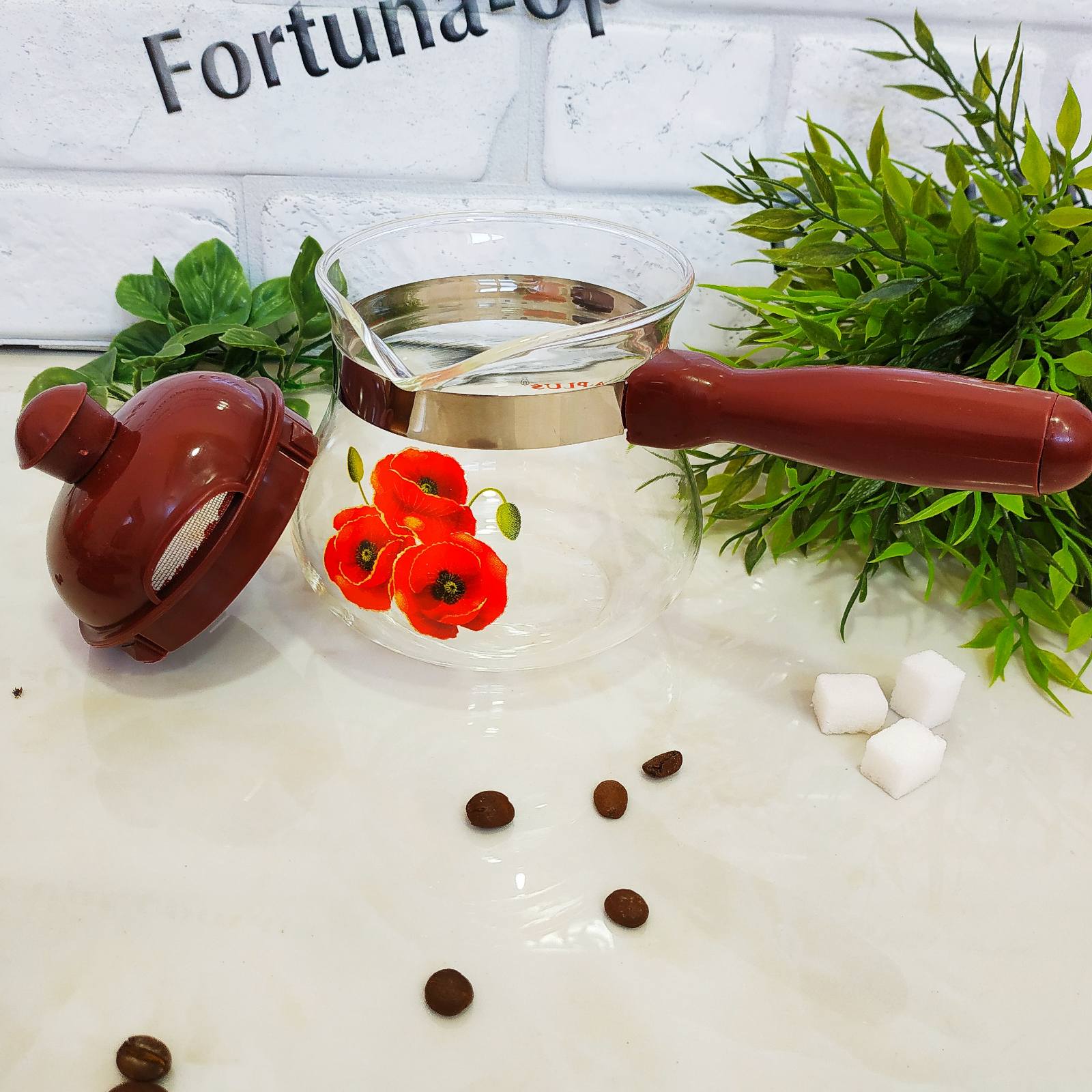 Турка стекло  600мл (А-Плюс) 1050 ✅ базовая цена $4.05 ✔ Опт ✔ Скидки ✔ Заходите! - Интернет-магазин ✅ Фортуна-опт ✅