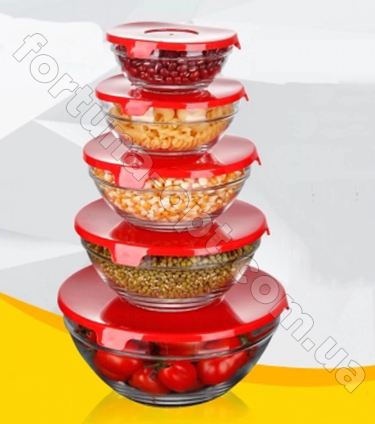 Набор судочков стекло А - Plus - 0120 - 5 шт  ✅ базовая цена $4.25 ✔ Опт ✔ Скидки ✔ Заходите! - Интернет-магазин ✅Фортуна-опт ✅