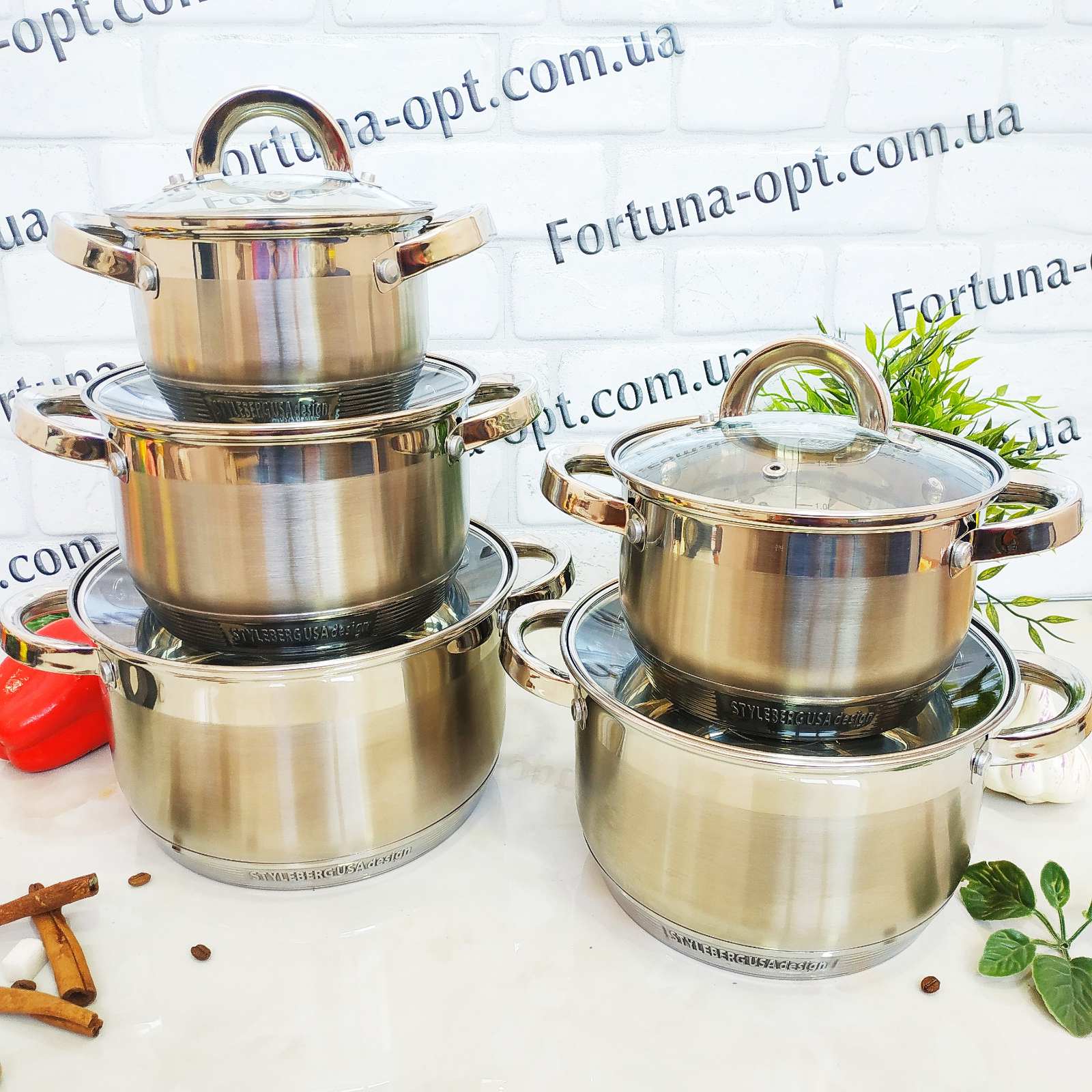 Набор из нержавеющих кастрюль A-Plus 2185➜ Опт и розница ✅ актуальная цена -Интернет магазин ✅ Фортуна ✅