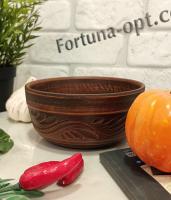   Миска красная глина резная 800мл 7678 ✅ базовая цена 49.73 грн. ✔ Опт ✔ Акции ✔ Заходите! - Интернет-магазин Fortuna-opt.com.ua.