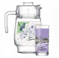 Кувшин + 6 стаканов набор 7 предметов LOVE ROMANCE PURPLE Luminarc - 5667 ➜ Оптом и в розницу ✅ актуальная цена - Интернет магазин ✅ Фортуна ✅ 