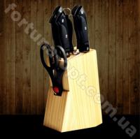 Набор ножей с черной ручкой на подставке A-Plus -1005 ✅ базовая цена $4.94 ✔ Опт ✔ Акции ✔ Заходите! - Интернет-магазин Fortuna-opt.com.ua.