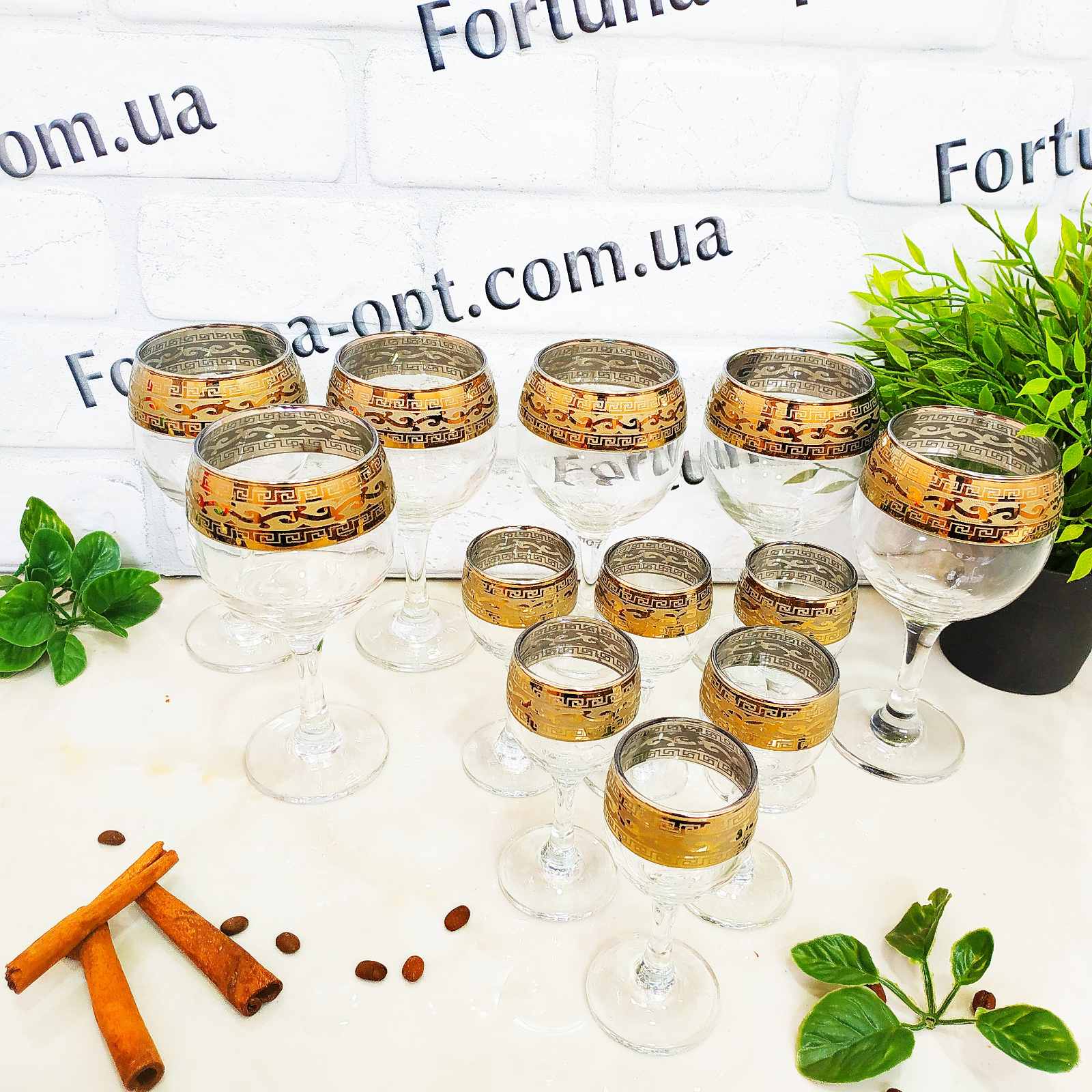 Набор 12 предметов бокал для вина + рюмка Версаче GE 08-411/134  ✅ базовая цена 795.36 грн. ✔ Опт ✔ Скидки ✔ Заходите! - Интернет-магазин ✅ Фортуна-опт ✅