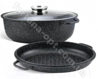 Гусятница 3 в1 со сковородой-гриль и стеклянной крышкой Edenberg EB - 9171 - 8л, мраморное покрытие➜Опотом и в розницу✅актуальная цена -Интернет магазин ✅Фортуна✅