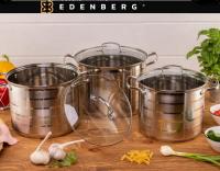 Набор нержавеющих больших кастрюль Edenberg EB - 535 ➜ Оптом и в розницу ✅ актуальная цена - Интернет магазин ✅ Фортуна ✅